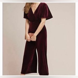 Size Small Greylin Burgandy Velvet Jumpsuit from Anthropologie